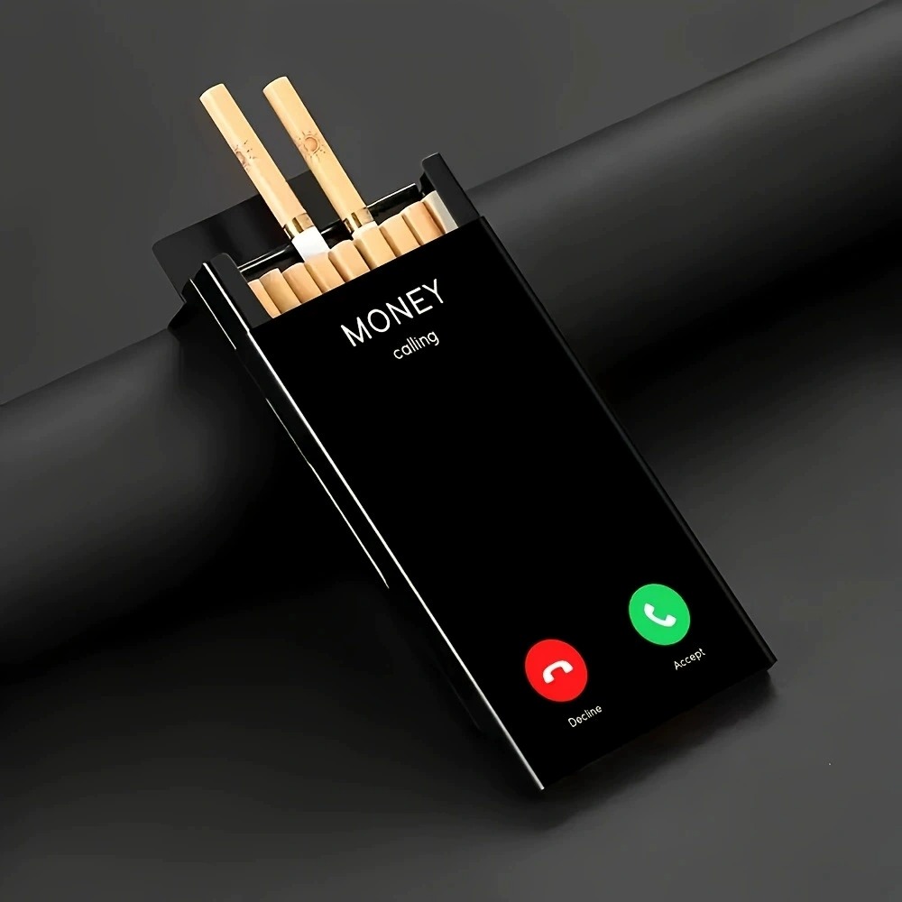 Kotak Rokok Logam Tipis dengan - Phone Holder ulasan dan harga